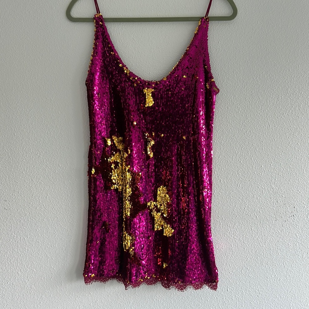 Free People Mermaid Sequence dress. Pink/Gold